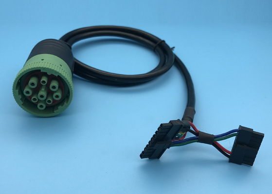 Green Deutsch 9 Pin J1939 Female to Molex 10 Pin Female and 8 Pin Female Cable