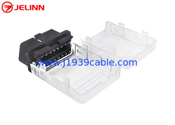 OBD2 플라스틱 투명 하우징 OBD 2 장치 및 OBDII 직선 핀을 가진 남성 커넥터